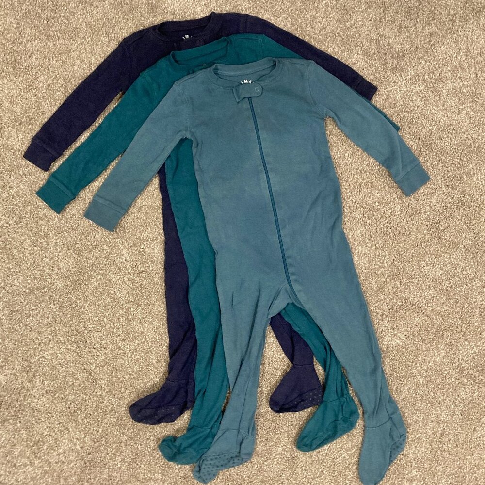 Bundle of 3 Primary footie sleepers 12-18 months